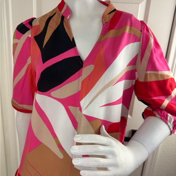 SCAPA LAUREN PERRE Vibrant Pink and Red Patterned Dress Size S. - Picture 5 of 13